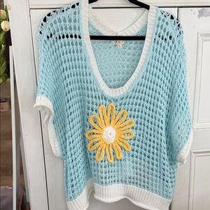 POL Light Blue and White Knit Sweater. BRAND NEW without tags.